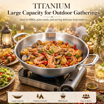 14 Inch Titanium Hammered Wok with Double Handles, Frying Pans Nonstick, Non-Stick Wok, Scratch-Resistant Non Stick Titanium Pans for Cooking,With Lid4