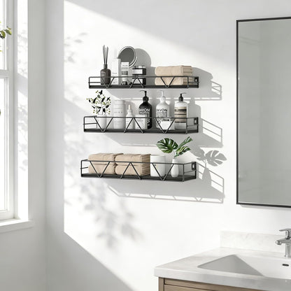 Floating Shelves for Wall Set of 3, Shelf for Home Storage Decor | Wall Mounted Hanging Shelves for Living Room, Bedroom, Bathroom, Kitchen - Black4