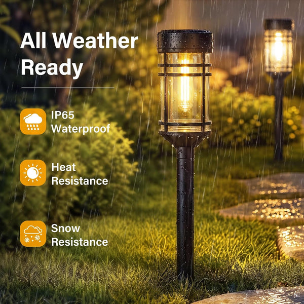Solar Pathway Lights Outdoor 8 Packs, Solar Garden Lights IP65 Waterproof, LED Solar Powered Path Light Auto On/Off, Landscape Lighting for Yard Walkway Driveway Porch outside Decor4