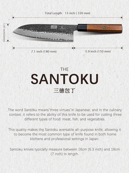 Santoku Knife 7 Inch, Japanese Hand Forged Chef Knife for Kitchen4