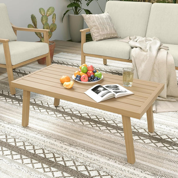 4-Piece Outdoor Patio Furniture Set for 5, Aluminum Outdoor Conversation Set Includes 1 Three-Seater Sofa, 2 Swivel Chairs, and 1 Coffee Table, Perfect for Porch, Deck, Garden, (Beige)6
