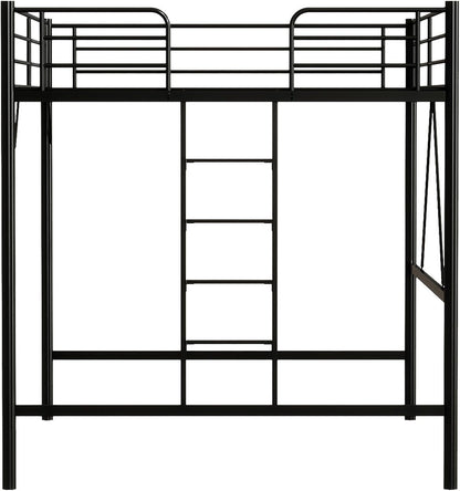 Queen Loft Bed with Flat Rungs for Adults, Kids and Young Teens, No Box Spring Required,Heavy Duty Metal Slat Support, Black9