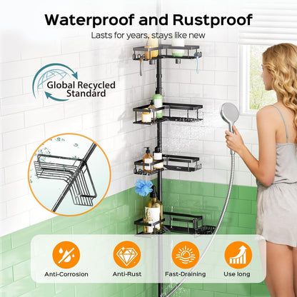 Shower Caddy Tension Pole: Corner Bathroom Organizer for Renters2