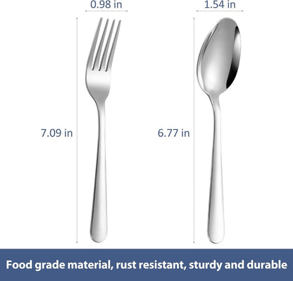 24-Piece Forks and Spoons Silverware Set,Spoons and Forks Food Grade Stainless Steel Flatware Cutlery Set for Home,Kitchen and Restaurant,Mirror Polished & Dishwasher Safe4