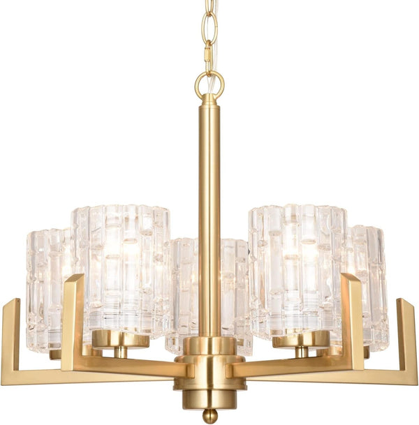 19.3" Dining Room Chandeliers, Brushed Brass Contemporary Coastal Lighting Fixture for Kitchen, Bedroom, Entryway, ETL Listed, AL2218-H51