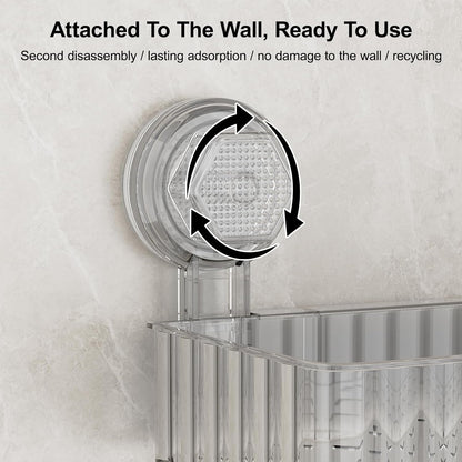 Shower Caddy Suction Cup Bathroom Shower Organizer for Bathroom Storage & Home Decor & Kitchen No Drilling Large Capacity Removable and Reusable Shower Shelves for inside Shower. (Clear, Square)4