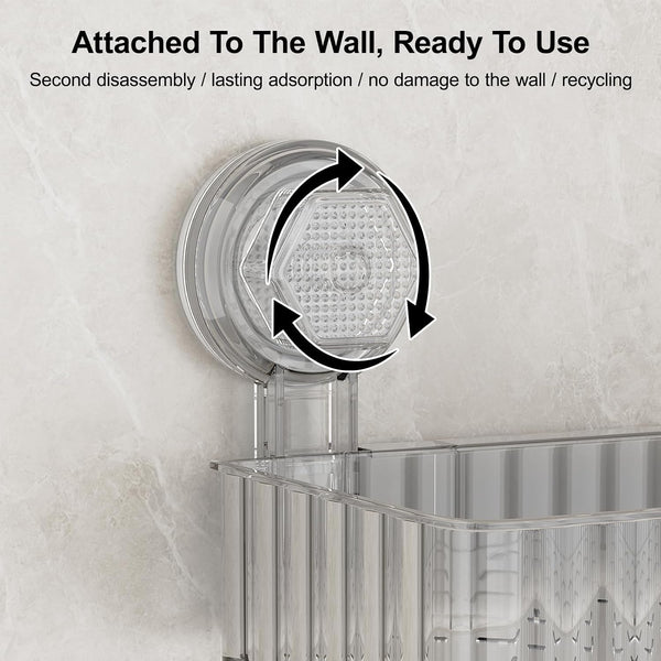 Shower Caddy Suction Cup Bathroom Shower Organizer for Bathroom Storage & Home Decor & Kitchen No Drilling Large Capacity Removable and Reusable Shower Shelves for inside Shower. (Clear, Square)4
