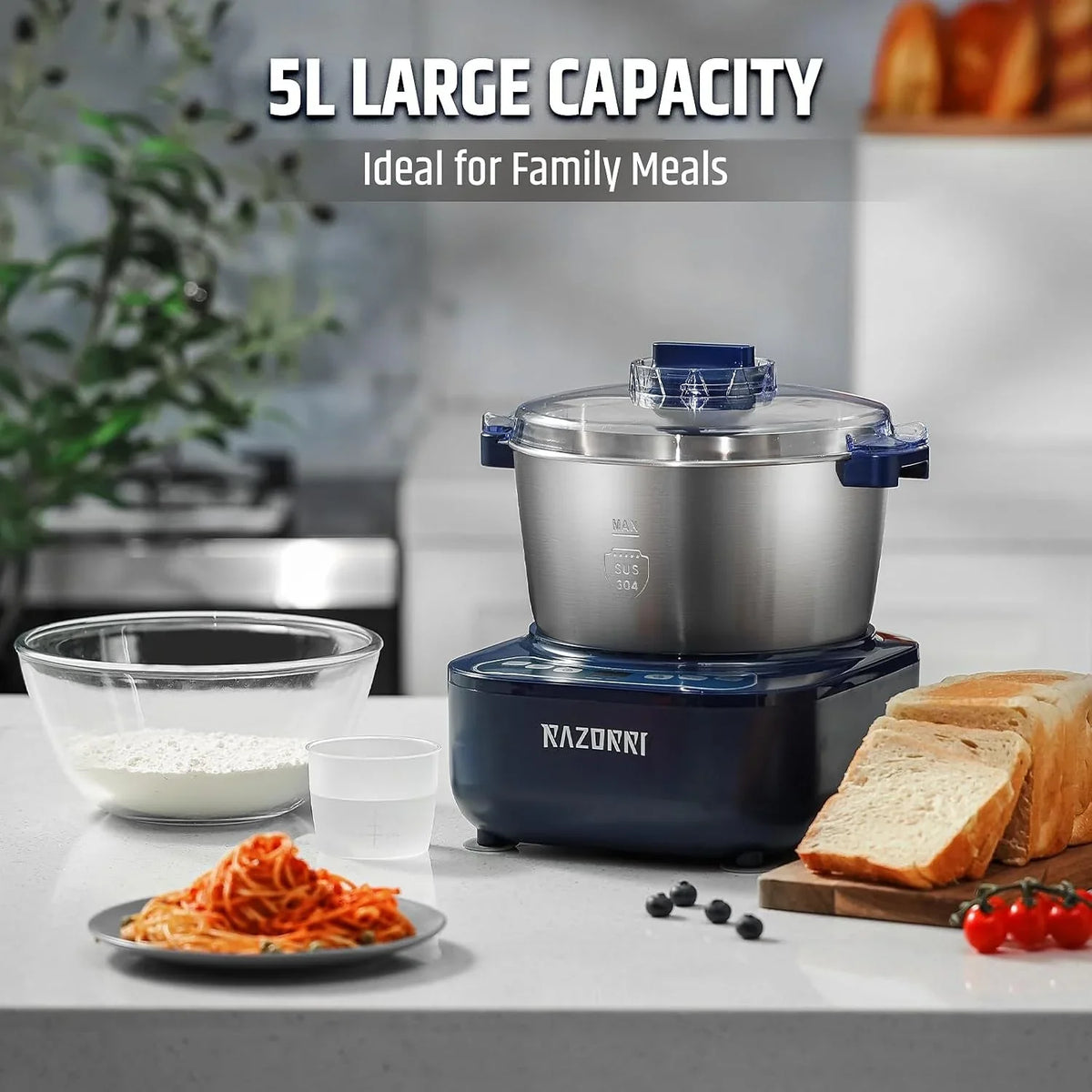 electric-dough-maker-5l-4-5qt-household-dough-mixer-with-ferment-function-microcomputer-timer-stuffing-blade-stainless-steel-bowl-for-bread-pizza-noodles-dumplings