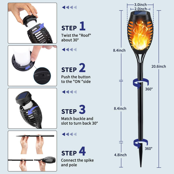 12Pack Solar Torch Light with Flickering Flame for Halloween Decor6