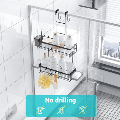 Over the Door Shower Caddy Hanging: No Drill Rustproof Shower Organizer4