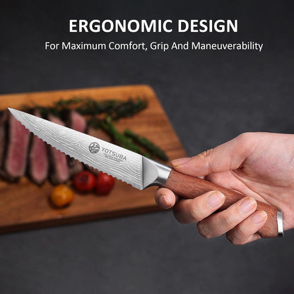 Steak Knives Set of 6 with Full Tang Rosewood Handle | Razor-Sharp Serrated Steak Knives, High Carbon Stainless Steel Dinner Knives, Premium Gift5