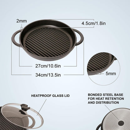 the Whatever Pan Cast Aluminum Griddle Pan for Stove Top - Lighter than Cast Iron Skillet Pancake Griddle with Lid - Nonstick Stove Top Grill 10.6" Diameter3