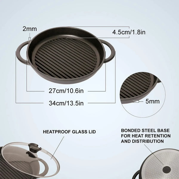 the Whatever Pan Cast Aluminum Griddle Pan for Stove Top - Lighter than Cast Iron Skillet Pancake Griddle with Lid - Nonstick Stove Top Grill 10.6" Diameter3