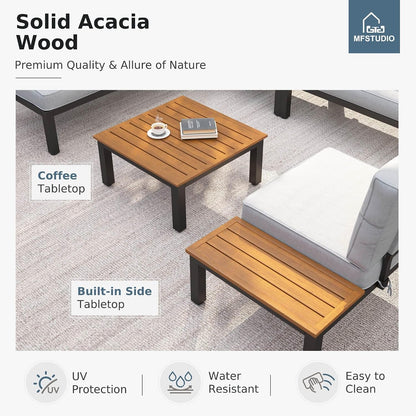 6-Seat Metal Patio Sofa Sectional Set with Gray Cushions2