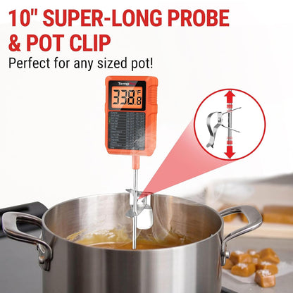 Tempdip 1 Sec Digital Candy Thermometer with Pot Clip & 10" Probe | Waterproof Instant Read Deep Fryer Oil Thermometer, Cooking Meat Thermometer for Liquids, Grilling (Previously Thermopro)2