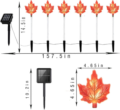 Solar Fall Pathway Lights - 6 Pack Outdoor Path Maple Leaf Light, 8 Lighting Modes, Waterproof Garden Stake Lights for Autumn, Thanksgiving, Halloween, Landscae Decor2