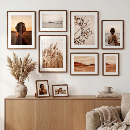 6X8 Picture Frame,Natural Solid Walnut Wood 6 X 8 Photo Frame with HD Tempered Glass,Rounded Corner 6 by 8 Wooden Frame Matted to 5X7 Photos,6X8 Frames for Tabletop or Wall Display7
