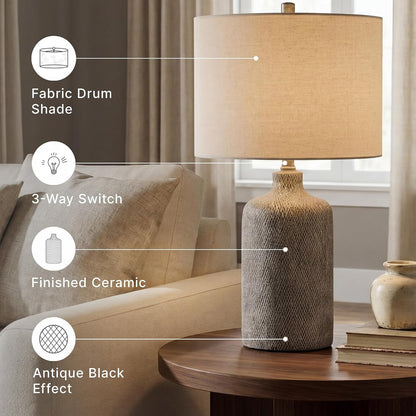 Signature Design by Ashley Linus 24.5" Ceramic Bedside Table Lamp, Black6