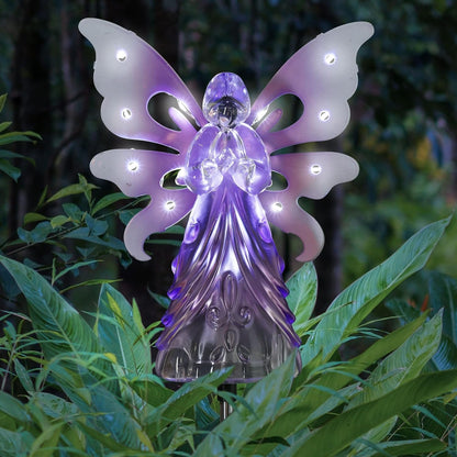 Garden Solar Lights, Decorative Angel Garden Stake, 13 Leds, Cute Yard and Pathway Decor, Purple, 7 X 40 Inch1