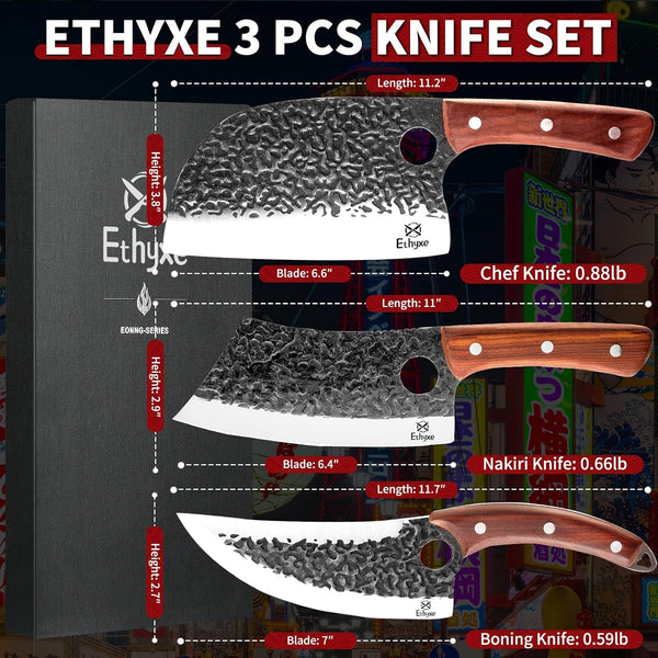 Butcher Knife Set – 3PCS Hand Forged Kitchen Knife Set2