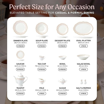 Sandra Bone China Dinnerware Set, 57-Piece5