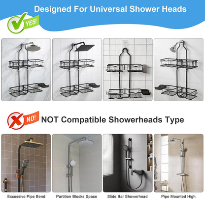 Shower Caddy Hanging Organizer over Showerhead, Rustproof Black9
