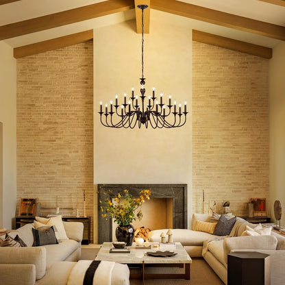 Black Chandelier 21 Light, Large Farmhouse Chandeliers for Dining Room 49"4