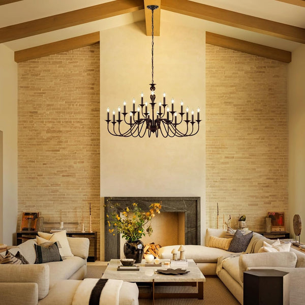 Black Chandelier 21 Light, Large Farmhouse Chandeliers for Dining Room 49"4