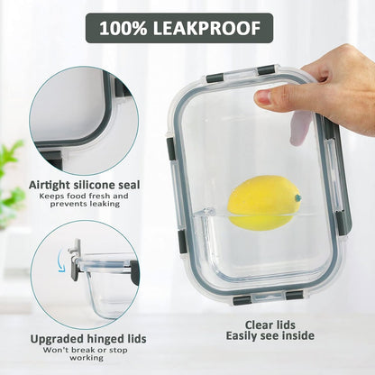 6 Pack Extra Large Glass Food Storage Containers with Lids4
