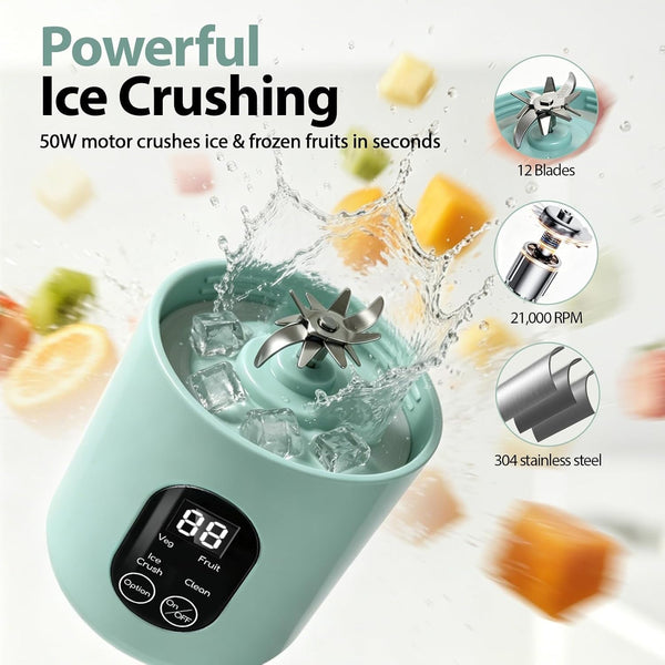Personal Blender Smoothies, 580ML USB-C Rechargeable | Portable Blender Cup, 12-Blade Smoothie Maker with Travel Lid, Handle & LED Display for Gym, Office, Travel and Outdoor5