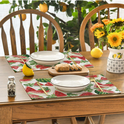 Watermelon Fruit Summer Placemats Set of 4, 12X18 Inch Spring Seasonal Holiday Table Mats for Party Kitchen Dining Decoration4