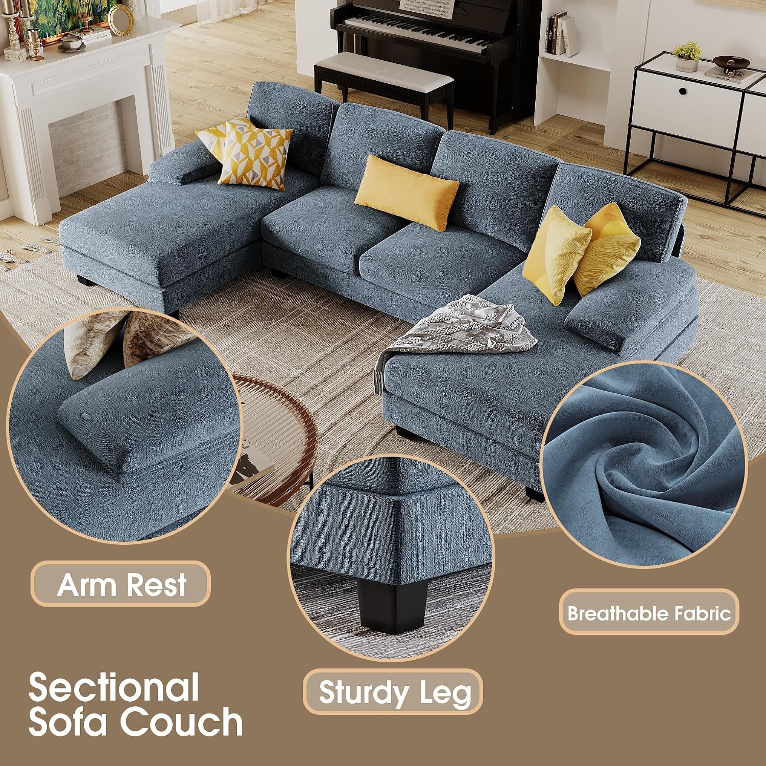 sectional-couches-for-living-room-chenille-light-blue