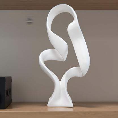 15" Modern Abstract Ribbon Decorative Sculpture, Knot Sculptures,Home Decor,Coffee Table Statues,Dining Living Room Desk Decor（White）6