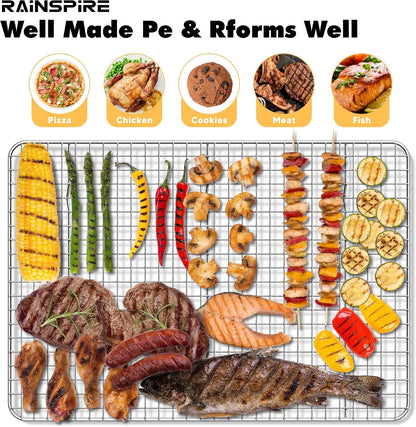 Cooling Rack Stainless Steel, Heavy Duty Cooling Racks for Cooking and Baking, Oven Safe Wire Rack for Cooking, Baking Rack for Oven Cooking Fits Quarter Sheet Pan (1, 8.5" X 12") | Upgrade Height for Quick Cooling Dishwasher Safe Heavy Duty Wire Rack for Baking Sheet Oven Cooking for Bacon Chicken Roast6