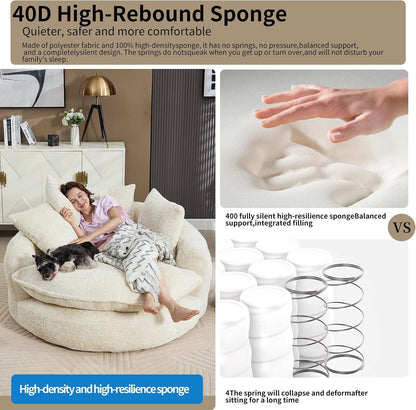 Oversized Chenille round Sofa, Fluffy Reading Chair for Living Room4