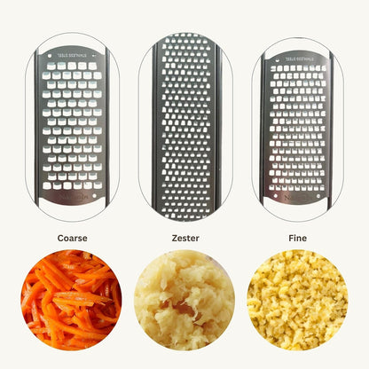3-Piece Stainless Steel Cheese Grater & Zester Set W/Acacia Wood Handles – for Parmesan, Lemon Zest, Ginger, and Spices2