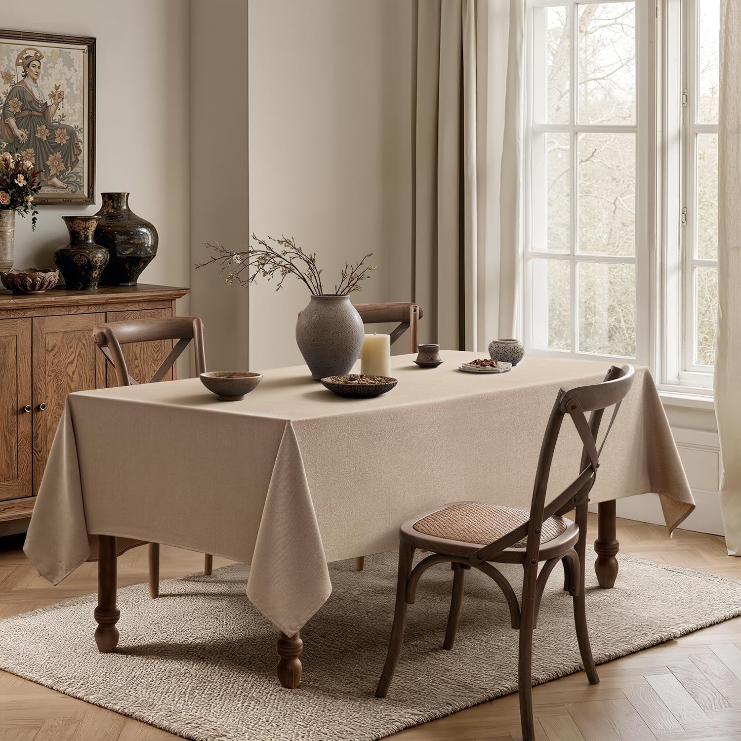 linen-textured-rectangle-tablecloth-60-x-84-inch-light-brown
