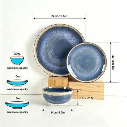Sweejar 12 Pieces Ceramic Dinnerware Sets for 4, Periwinkle Purple5