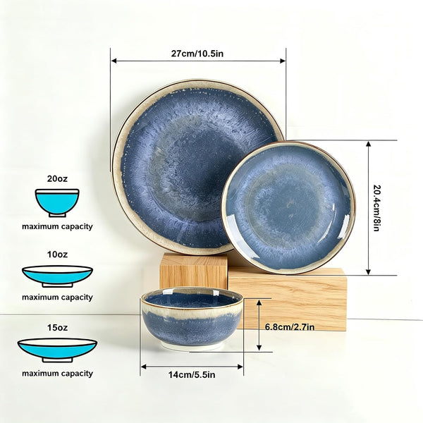 Sweejar 12 Pieces Ceramic Dinnerware Sets for 4, Periwinkle Purple5