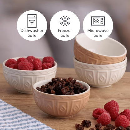 Cane Preparation Bowls Set | 10Cm Stoneware Bowls | 175Ml Capacity | Dishwasher Safe | Ideal for Prep, Pinch Pots, Dips & Desserts5