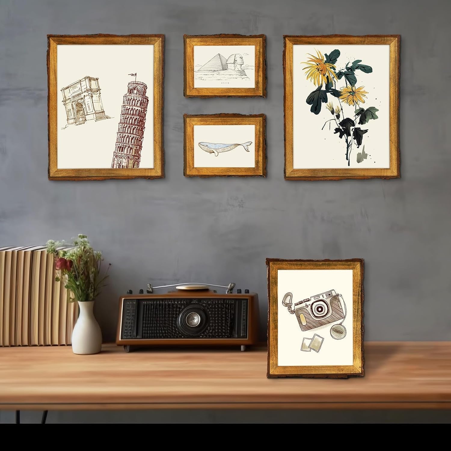 11x14-picture-frame-rustic-brown-wood-bark-edge-real-glass