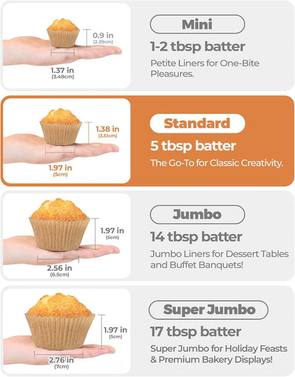 200Pcs Standard Cupcake Liners for Baking, Muffin Liners | Non-Stick, Natural, Food-Grade, Greaseproof Parchment , Cupcake Wrapper for Party, Christmas, Gift8