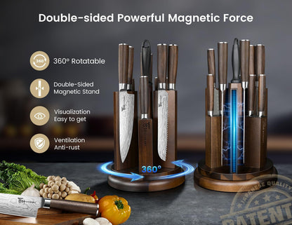 14 Piece Knife Set with Rotatable Block+Fillet Knife 7.2 Inch7