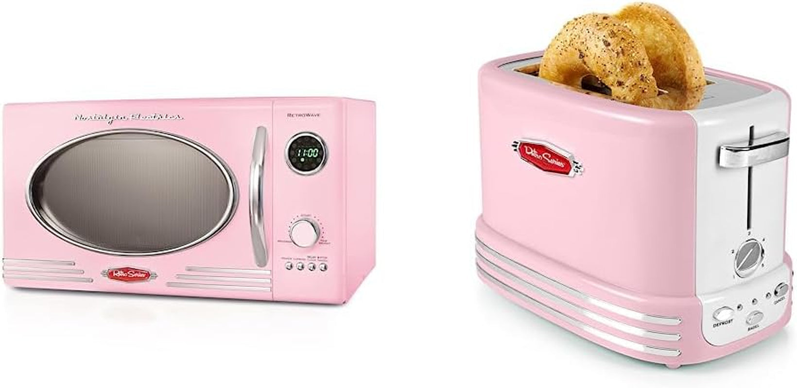 retro-countertop-microwave-oven-large-800-watt-0-9-cu-ft-12-pre-programmed-cooking-settings-digital-clock-kitchen-appliances-pink-retro-wide-2-slice-toaster-vintage-design