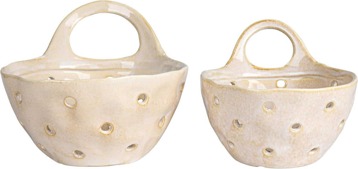 creative-co-op-2-piece-stoneware-colanders-with-handles-reactive-cream-glaze