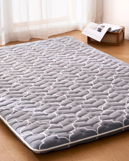 6Th Generation Japanese Floor Futon Mattress - Extra-Thick 9-Layer Modern Futon with 100% High-Density Foam, Portable Floor Mattress Sleeping Pad for Adults, Guest Room, Dormitory, Twin Size (39"X80")1