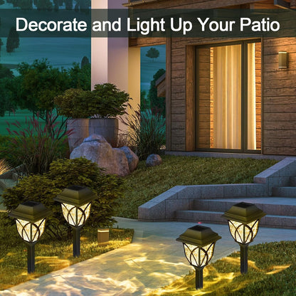 20 Pack Solar Pathway Lights Outdoor Landscape Waterproof Garden LED Lights for Yard Patio Lawn Pathway House Shape Decorative Warm White(Modern)5