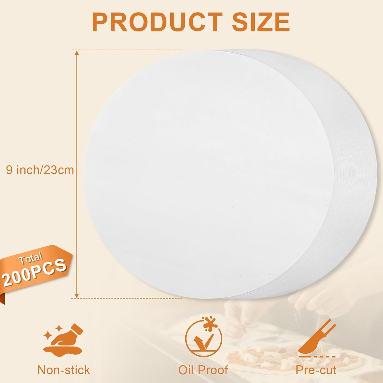 200pcs-parchment-paper-rounds-9-inch-white-cake-pan-liners-non-stick-parchment-rounds-for-baking-seperating-burgers-butter-cookies-freezing-baking-and-candy-wrapper