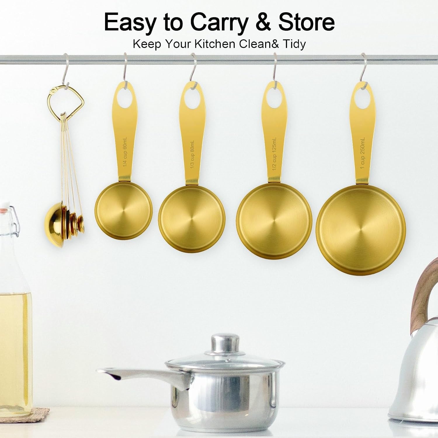 9pcs-304-stainless-steel-measuring-cups-spoons-stackable-long-handle-fits-narrow-jars-golden-finish-metric-us-measures-for-dry-liquid-ingredients-rust-proof-for-baking-cooking