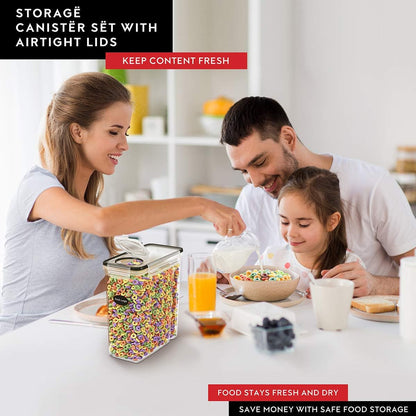 Cereal Containers Storage 4L Set of 4 Airtight Food Storage Containers with Lids Cereal Dispenser Countertop Pantry Organization Canister for Rice Flour & Sugar 1 Marker 8 Labels2